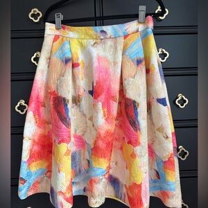 H&M Cream and Gold Patterned Skirt, Size 12